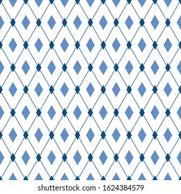 Blue diamonds vector seamless pattern. Male trendy elegant background. For wallpaper, fabric print, wrapping paper design
