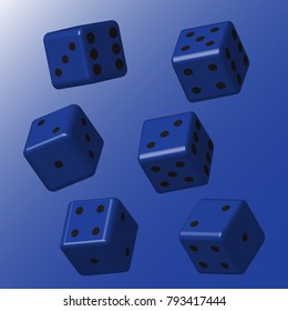 Blue Dice with Black Points