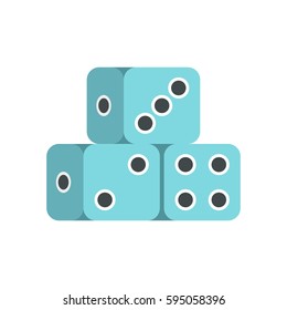 Blue dice cubes icon isolated on white background vector illustration