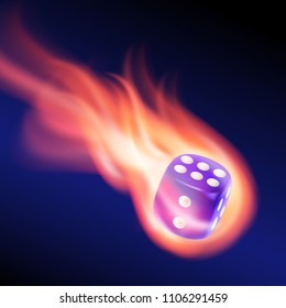 Blue dice in fire