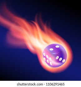 Blue dice in fire