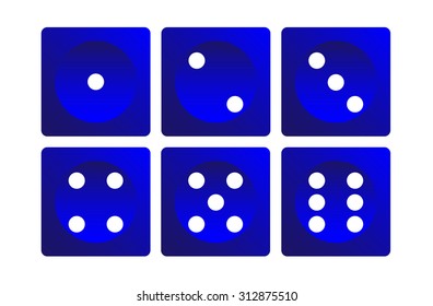 Blue Dice - on white background - Vector