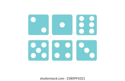 Blue dices icon set. Set of a dices on white background.