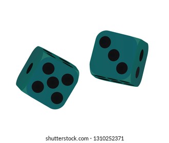 Blue  dices. vector illustration