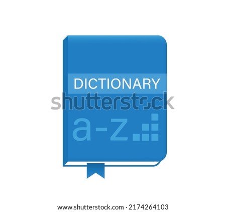 Blue dictionary with bookmark mockup. Scientific book for learning and translating foreign languages with comfortable soft vector cover