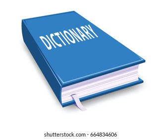 blue dictionary isolated on white background