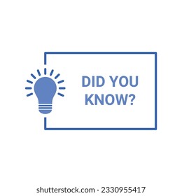 blue did you know thin line banner like fun fact. concept of helpful message or easy explain or communication. flat outline simple trend modern quick tips design element isolated on white