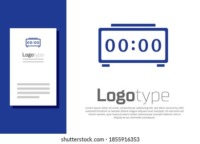 Blue Digital-Wecker-Symbol einzeln auf weißem Hintergrund. Elektronischer Wecker. Zeitsymbol. Logo-Design-Element. Vektorgrafik.