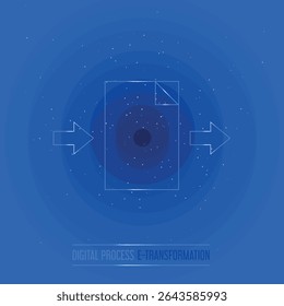 Blue digital background with file and arrows icons