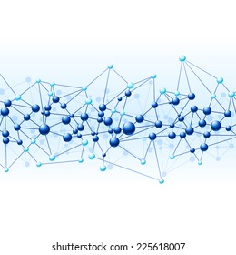 Blue digital background with molecule structure