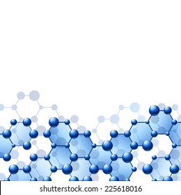 Blue digital background with molecule structure