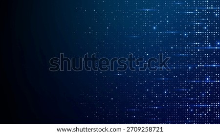 Blue digital background with pixel grid pattern and abstract tech elements for modern data visualization and network design. Technology futuristic background