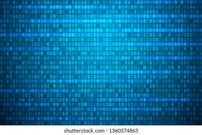 Blue digital background. Random binary code