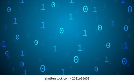 Blue digital background. Random binary code