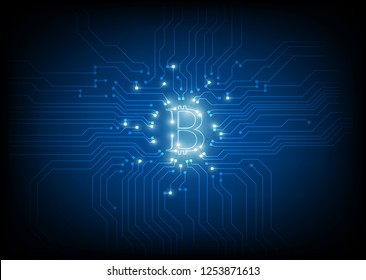blue digital bitcoin circuit