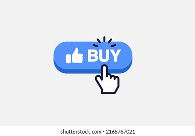 blue digital button design for online shopping with thumbs up icon