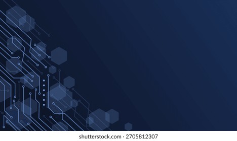 Blue Digital Circuit Board Background for AI Innovation and Data Network Technology
