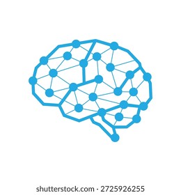Blue digital circuit board in the shape of a human brain, representing artificial intelligence, neural networks, and modern technology concepts.