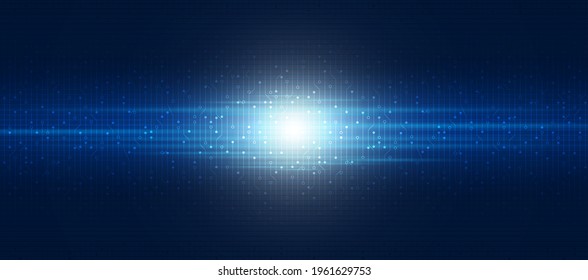 Blue digital circuit microchip technology abstract background vector illustration