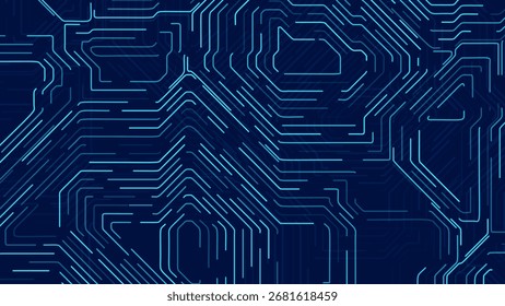 Fondo de Tecnología de líneas de trazado de circuito digital azul. Tecnología Digital Abstractas Bg. Concepto de Tecnología Electrónica e Informática. Chip Y Tablero De Circuito. Ilustración vectorial. Conectores de chip.