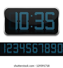 Blue Digital Clock, Vector Eps10 Illustration