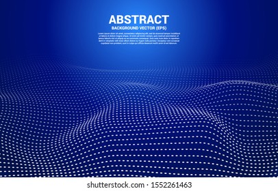 Blue Digital Contour curve dot and line and wave with wireframe . Abstract Background for 3D Futuristic technology concept