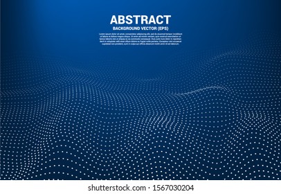 Blue Digital Contour curve dot and line and wave with wireframe . Abstract Background for 3D Futuristic technology concept