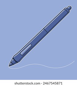 Blue digital cordless pen which simulates the handwriting or brush strokes of a user and converts handwritten analog information created using ‘pen and paper’ into digital data on a graphics tablet.