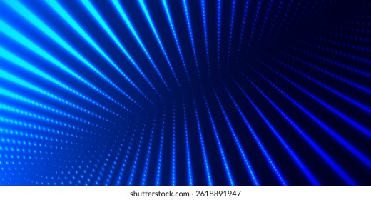 Blue Digital Dots Grid Abstract Background. Light Futuristic Technology Surface. AI Data Visualization Concept.
