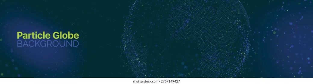 Blue digital environment with particle globe and connected node structure