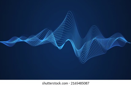 Blue digital equalizer background. Sound wave background