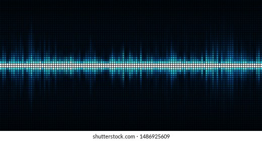 Blue digital equalizer. Sound wave vector background