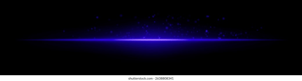 Blue digital flare. Bright glowing line with soft radial particles on black background. Great for sci-fi, energy, digital wave, futuristic visual effects.