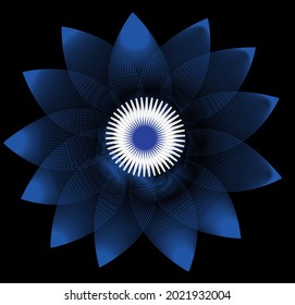 Flor digital azul en fondo oscuro