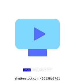 Blue Digital Icon Representing Video Media on a Computer Screen Symbolizing Education and Science in an Online Learning Environment