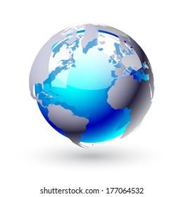 Blue digital image of globe. Background image 