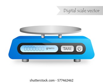 Blue digital kitchen scale vector isolated