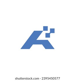 Blue digital letter A logo