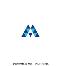 Blue Digital M Logo Design Vector