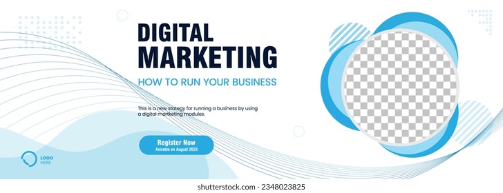 Blue Digital marketing concept banner, Build your business banner template and cover design, vector, illustration template