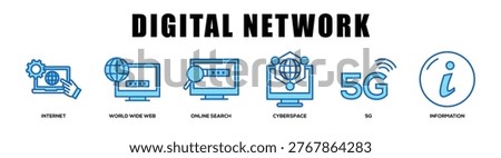 blue - Digital Network web banner icon vector illustration concept