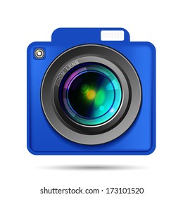Blue digital photo camera