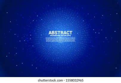 Blue Digital radial circle curve from random dot . Abstract Background for 3D Futuristic technology concept