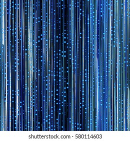 Blue Digital Seamless Background With Stripes And Circles. Tech Vector Texture.