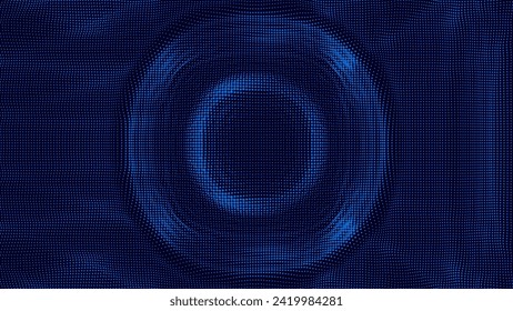 Blue Digital Sound Wave Particles Ripple Effect Design. Big Data Audio Visualization. Vector Illustration. Audio Track Particles Ripple Wave Effect.