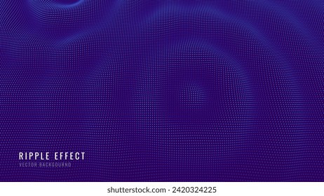 Blue Digital Sound Wave Particles Ripple Effect Design. Big Data Audio Visualization. Vector Illustration. Audio Track Particles Ripple Wave Effect. Technology or Science Banner Backdrop.