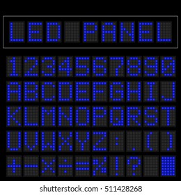 Blue digital square led font display with sample panel