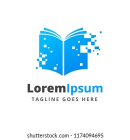 blue digital techno book logo