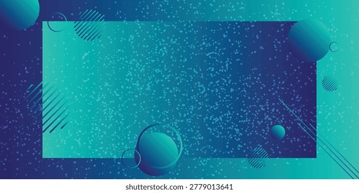 Blue digital technology background featuring abstract spheres and geometric shapes