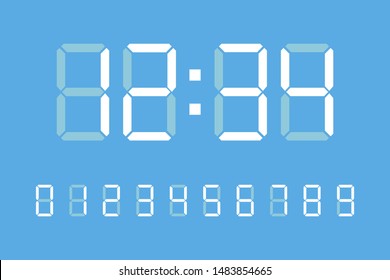 Blue digital watch isolated on blue background. Digital alarm concept. EPS 10